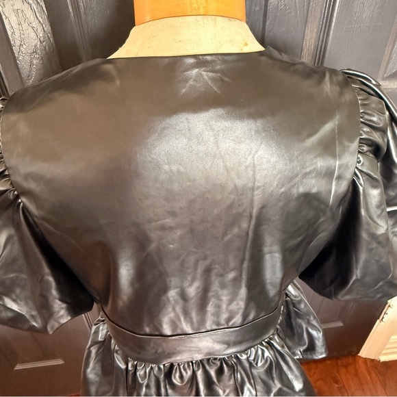 English Factory Black Faux Leather Peplum Top L - Picture 14 of 15